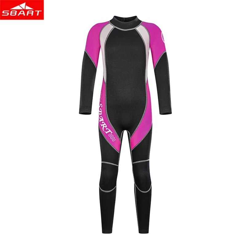 SBART New 2MM Children's Neoprene Wetsuit One-Piece 2-15 Years Kids Long Sleeve Full Body Sunscreen Diving Suit Warm Swimsuit