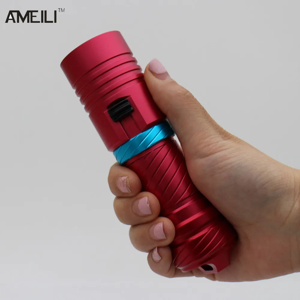 Luz amarela impermeável ipx8 subaquática 80m mergulho mergulhador lanterna tocha XM-L2 led lâmpada de luz branca