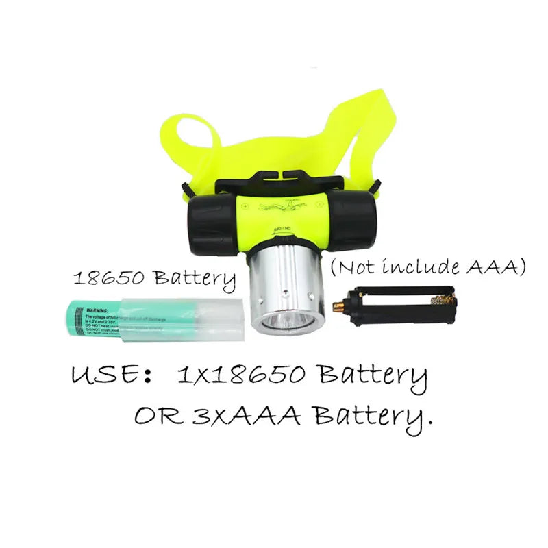 Waterproof xmL-LED Diving Swimming Headlamp Underwater Headlight Fishing Lamp Use 18650 Battery LED Flashlight