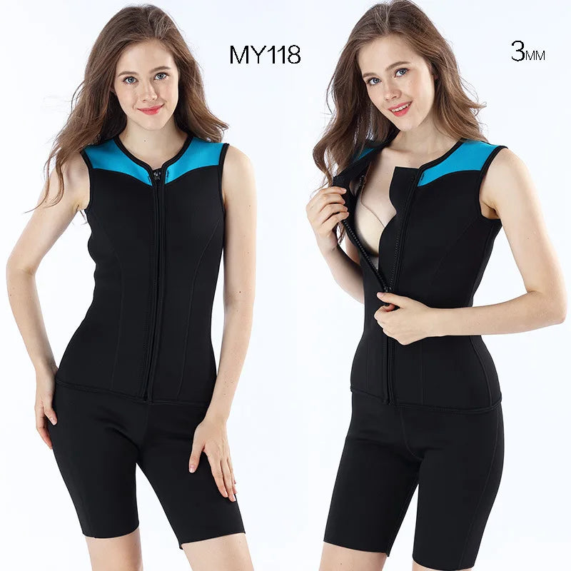 3MM Neoprene Wetsuit Vest Jacket Sleeveless Full Zipper Sunscreen Warm Wetsuits Top Mens for Cold Water Diving Surfing