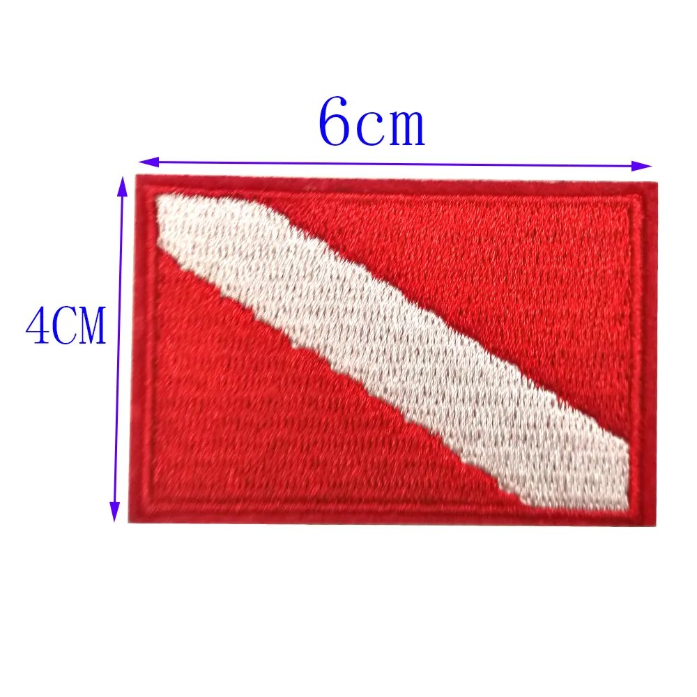 12pçs 6 peças de remendo de bandeira de mergulho, emblema de mochila, emblema de ferro em bordado, colete, bolsa, remendos para mergulho, natação