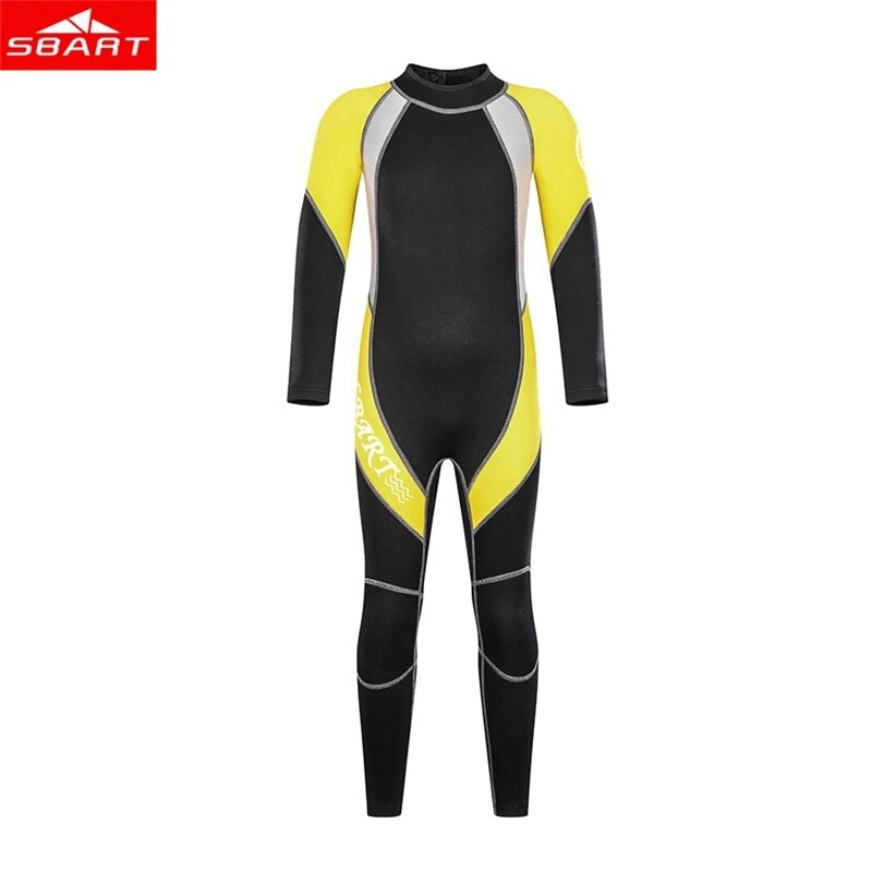 SBART New 2MM Children's Neoprene Wetsuit One-Piece 2-15 Years Kids Long Sleeve Full Body Sunscreen Diving Suit Warm Swimsuit