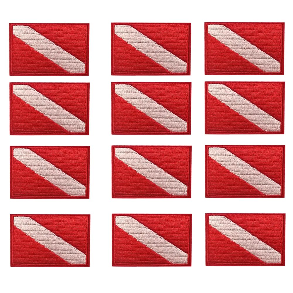 12pçs 6 peças de remendo de bandeira de mergulho, emblema de mochila, emblema de ferro em bordado, colete, bolsa, remendos para mergulho, natação