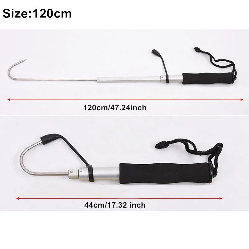 Mavllos Retractable EVA Handle Sea Telescopic Fishing Gaff Hooks Aluminum Alloy Fish Gaff Stainless Fishing Spear
