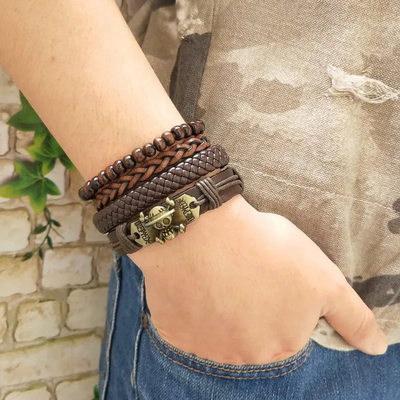 High Quality Leather Bracelets Men Charm Nautical Survival Rope Chain Bracelet Wrap Sport Bracelet 29 Styles Are Available.