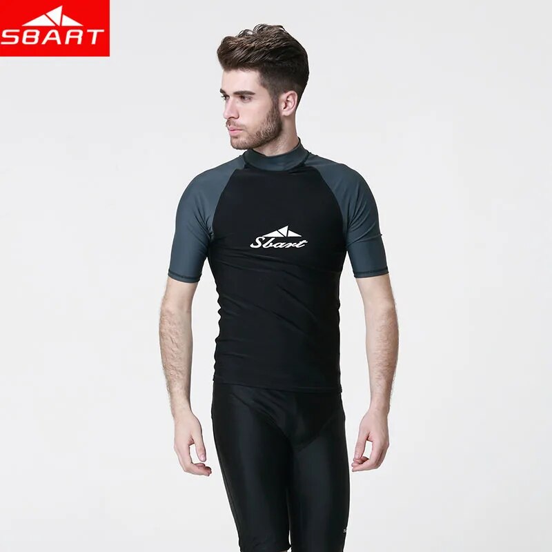 SBART Men lycra Surf Wet Suits Jacket Short Sleeve Anti-UV Quick Dry Surf-clothes Man Swimming Windsurf Diving Wet Suits Shirt