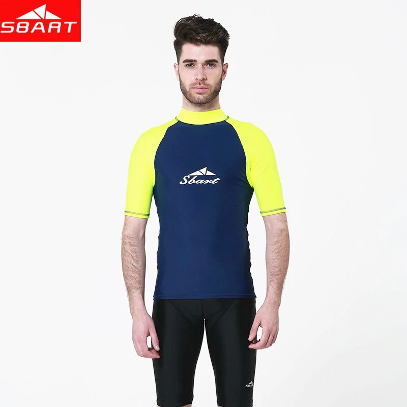 SBART Men lycra Surf Wet Suits Jacket Short Sleeve Anti-UV Quick Dry Surf-clothes Man Swimming Windsurf Diving Wet Suits Shirt