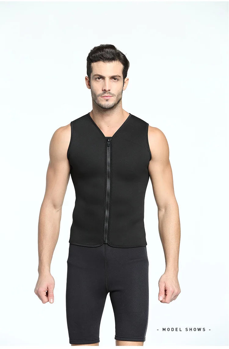 3MM Neoprene Wetsuit Vest Jacket Sleeveless Full Zipper Sunscreen Warm Wetsuits Top Mens for Cold Water Diving Surfing