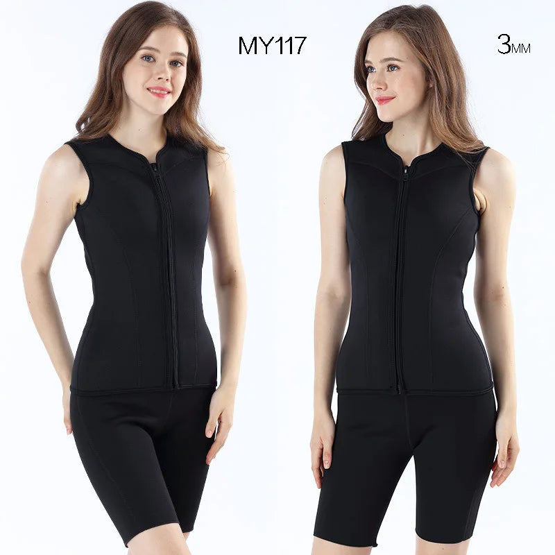 3MM Neoprene Wetsuit Vest Jacket Sleeveless Full Zipper Sunscreen Warm Wetsuits Top Mens for Cold Water Diving Surfing