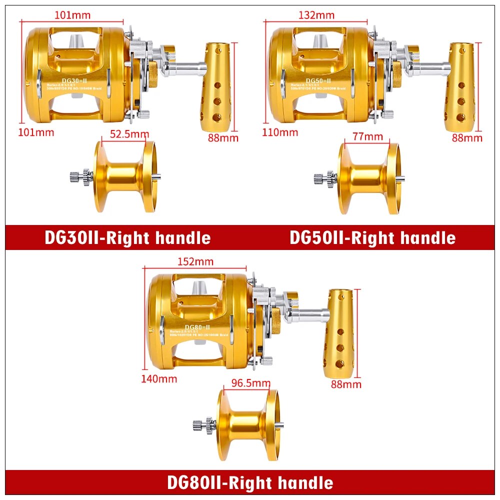 DG80 Jigging Fishing Reel Boat Two Speed Lever Drag Reels Aluminum CNC Machined 45KG Max Drag Sea Boat Trolling Reel