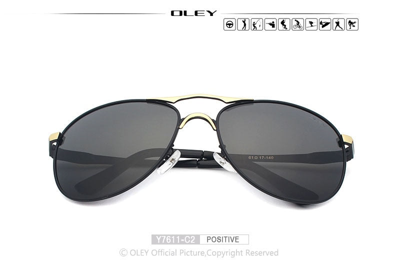 OLEY Luxury brand mens driving Sunglasses polarized women pilot Sun glasses blue coating eyewear dos homens Y7611