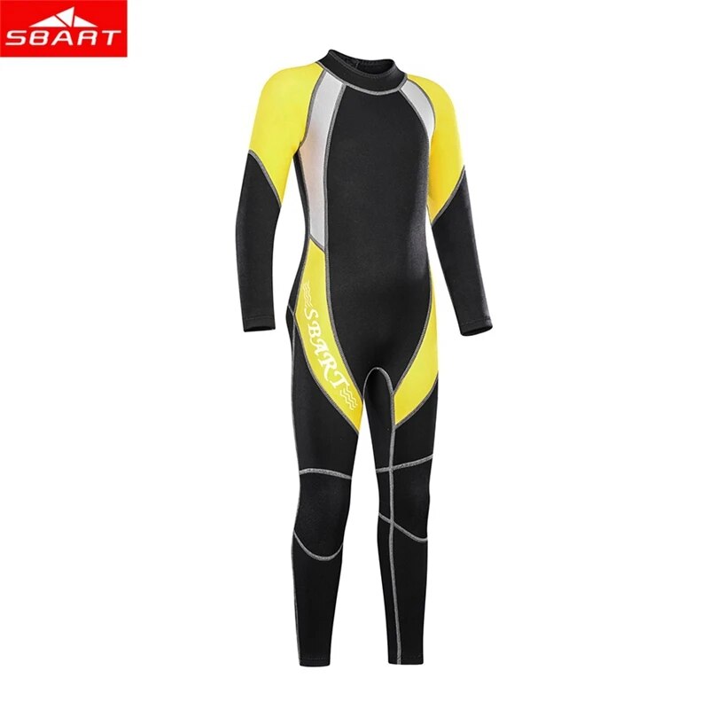 SBART New 2MM Children's Neoprene Wetsuit One-Piece 2-15 Years Kids Long Sleeve Full Body Sunscreen Diving Suit Warm Swimsuit