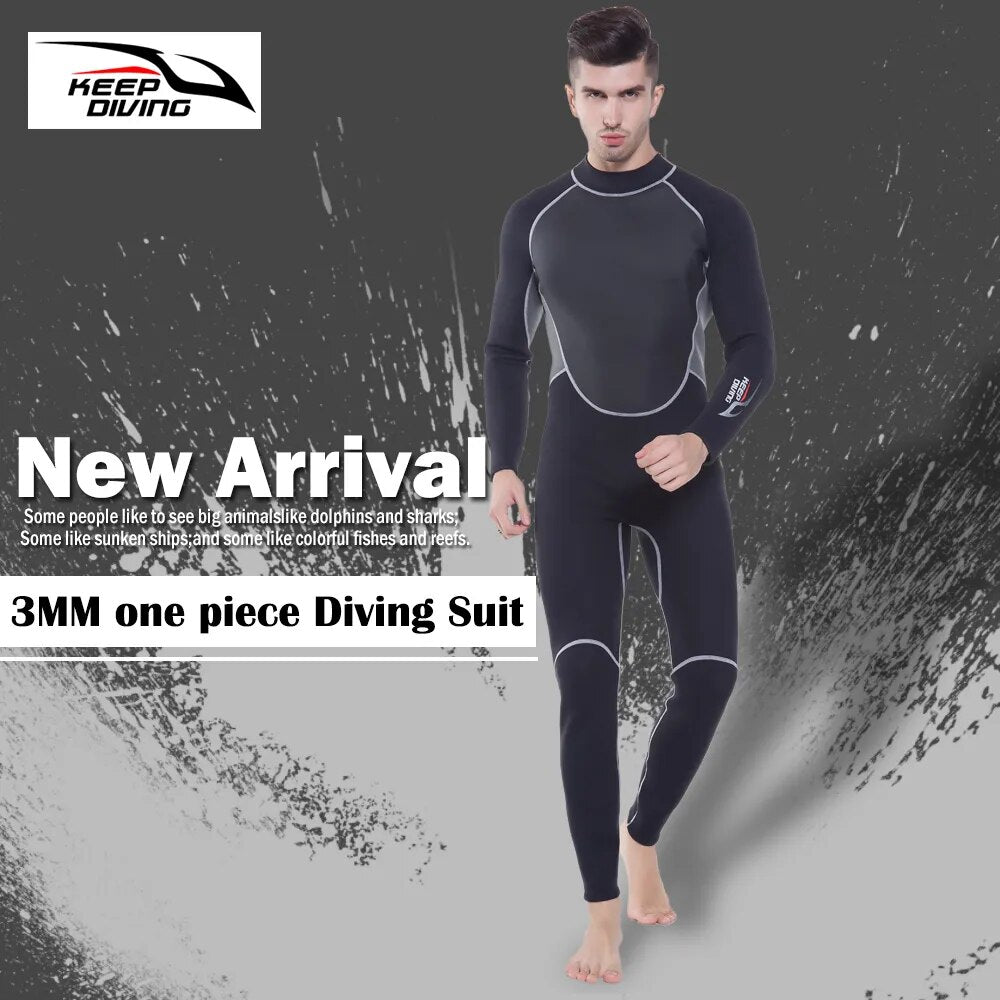 Genuine 3MM Neoprene Wetsuit One-Piece and Close Body Diving Suit for Men Scuba Dive Surfing Snorkeling Spearfishing Plus Size