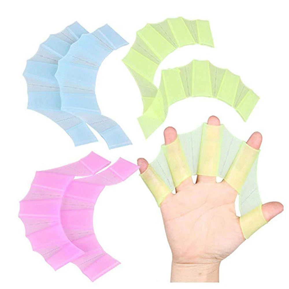 1Pair Unisex Frog Type Silicone Girdles Swimming Hand Fins Flippers Finger Webbed Gloves Paddle Water Sports