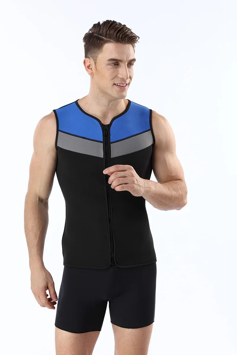 3MM Neoprene Wetsuit Vest Jacket Sleeveless Full Zipper Sunscreen Warm Wetsuits Top Mens for Cold Water Diving Surfing