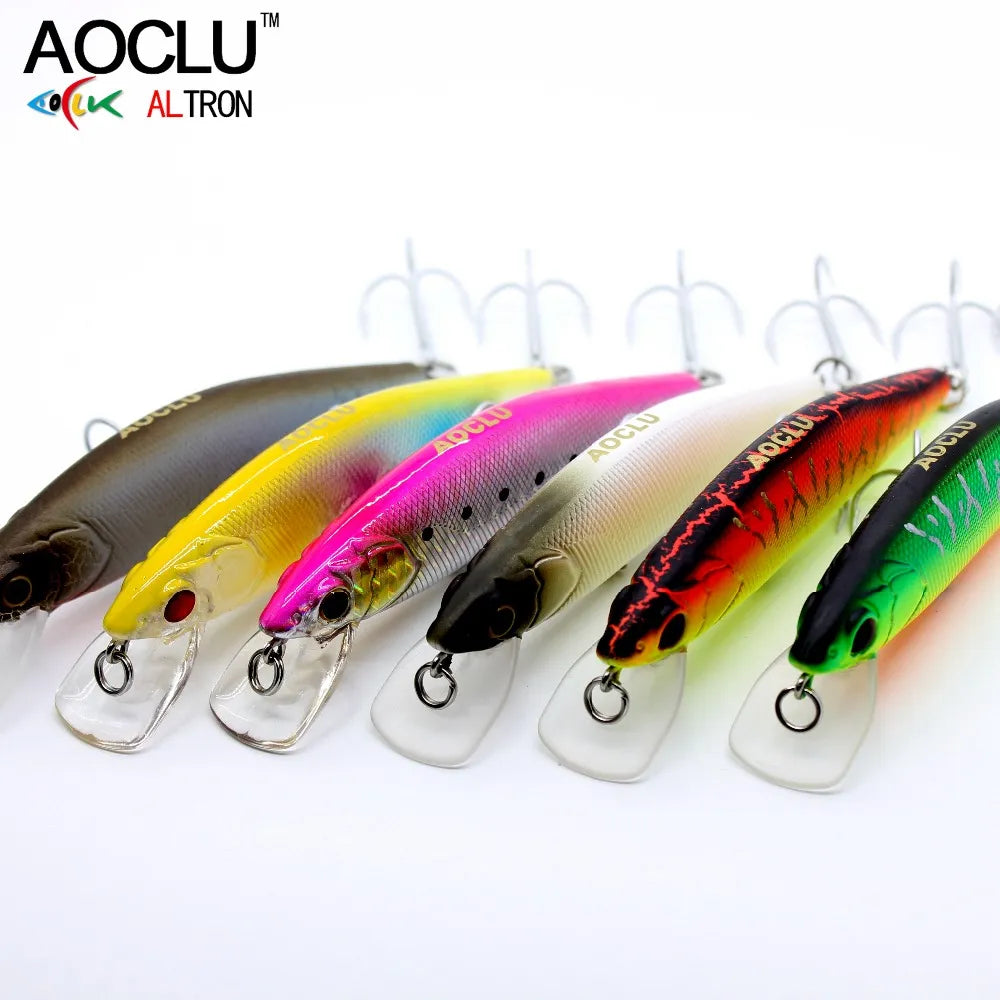 AOCLU Floating Wobbler Jerkbait 95cm 12.3g Diving 1.6m Deep Hard Bait Minnow Crank Lure Bass Yield Fishing VMC Hook Flat Body