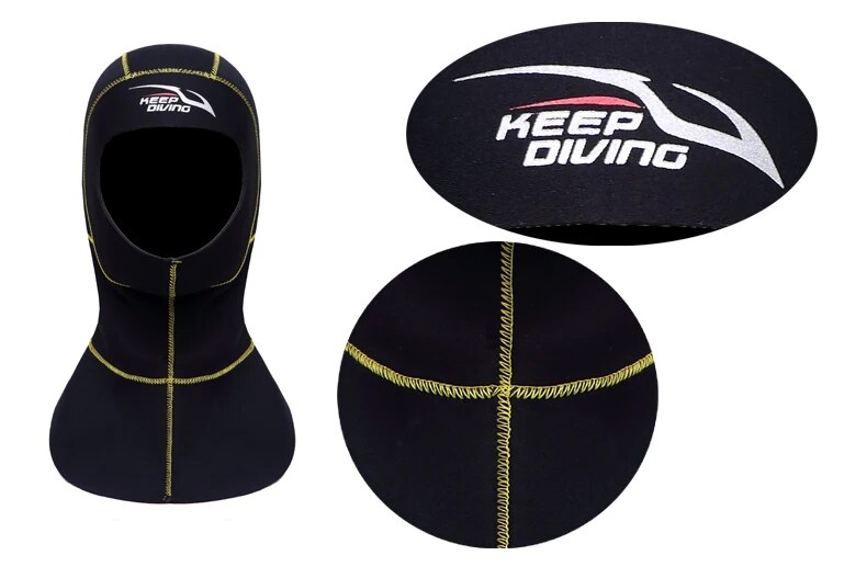 KEEP DIVING 3mm Neoprene Scuba Diving Hood With Shoulder Snorkeling Equipment Hat Cap Winter Swim Warm Wetsuit Spearfishing