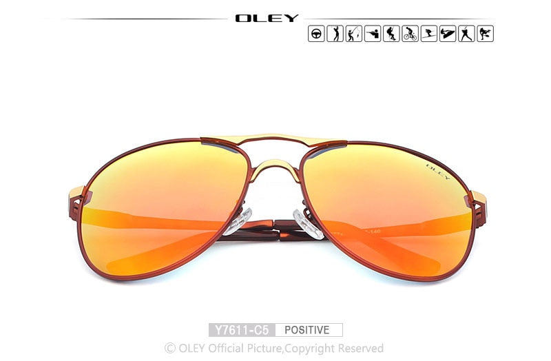OLEY Luxury brand mens driving Sunglasses polarized women pilot Sun glasses blue coating eyewear dos homens Y7611