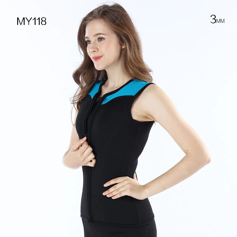 3MM Neoprene Wetsuit Vest Jacket Sleeveless Full Zipper Sunscreen Warm Wetsuits Top Mens for Cold Water Diving Surfing