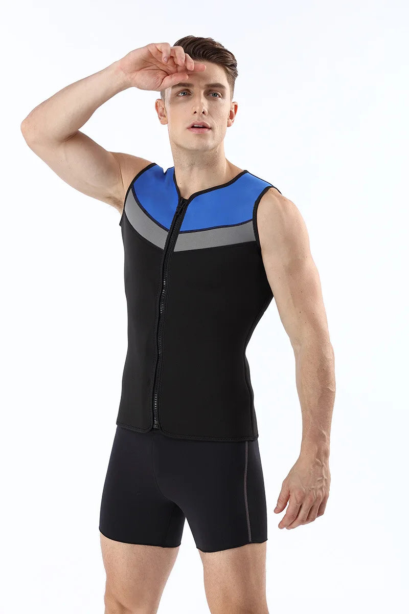 3MM Neoprene Wetsuit Vest Jacket Sleeveless Full Zipper Sunscreen Warm Wetsuits Top Mens for Cold Water Diving Surfing