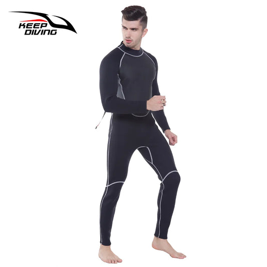 Roupa de mergulho de neoprene genuína de 3mm, peça única e corpo próximo, roupa de mergulho para homens, mergulho, surf, pesca submarina, tamanho grande