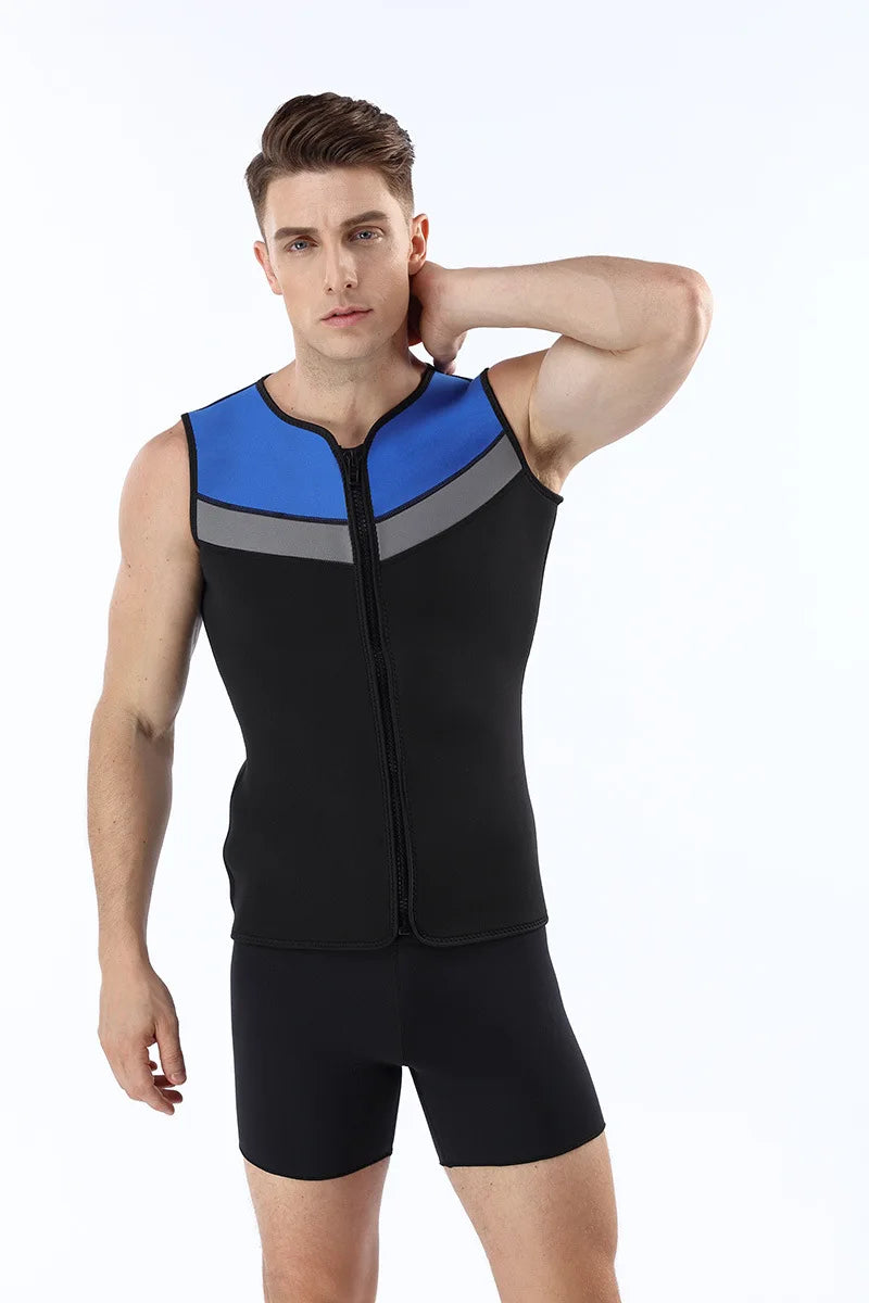 3MM Neoprene Wetsuit Vest Jacket Sleeveless Full Zipper Sunscreen Warm Wetsuits Top Mens for Cold Water Diving Surfing