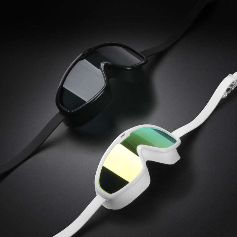 Copozz 2022 óculos de natação antiembaçante, lente de formato inteiro, proteção uv com armação de silicone grande, óculos de natação para homens e mulheres