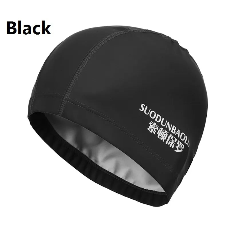 Waterproof PU Fabric Swim Cap Swimming Pool Accessories Water Sport Protect Ear Long Hair Bath Hat Plus Size for Men Women Adult
