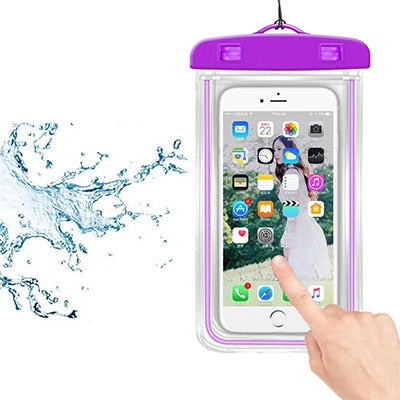 Portable Waterproof Phone Case Pouch Underwater Dry Bag With Neck Strap Luminous Swimming Bag For Water Games Beach Sport Skiing