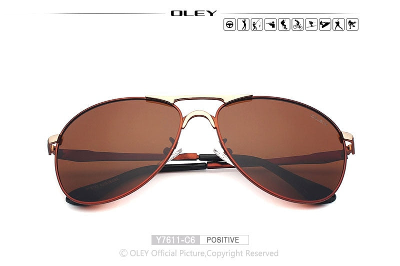 OLEY Luxury brand mens driving Sunglasses polarized women pilot Sun glasses blue coating eyewear dos homens Y7611