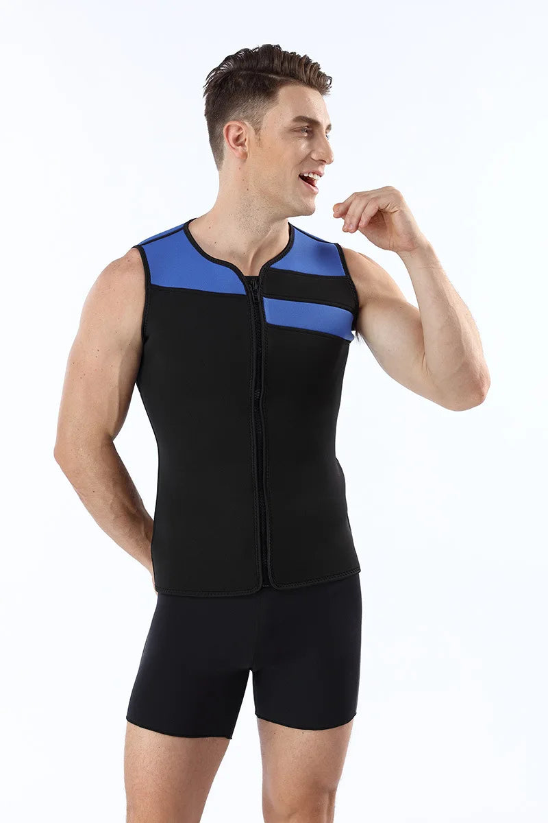 3MM Neoprene Wetsuit Vest Jacket Sleeveless Full Zipper Sunscreen Warm Wetsuits Top Mens for Cold Water Diving Surfing