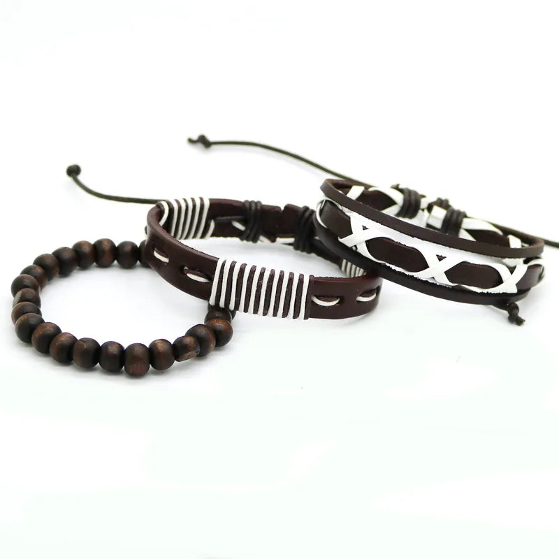 2023 HOT 3/4 Pieces 1 Multilayer Woven Leather Bracelet Men's Fashion Jewelery Bead Bracelet Brand Women's Bracelet Pulsera