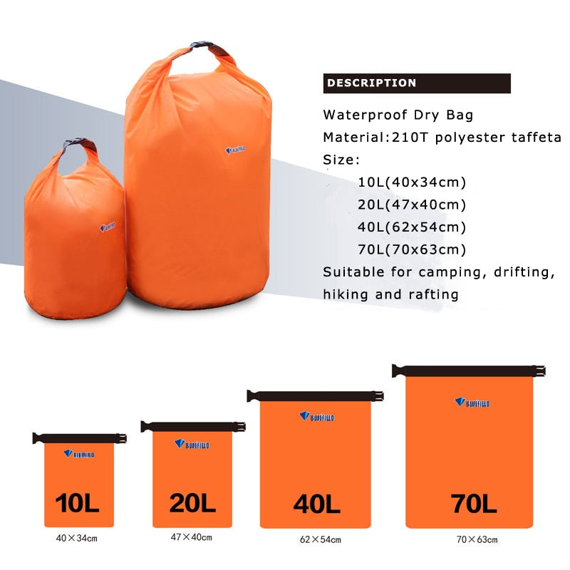 40l 70l saco seco à prova dwaterproof água pacote natação rafting caiaque rio trekking flutuante vela canoagem barco resistência à água