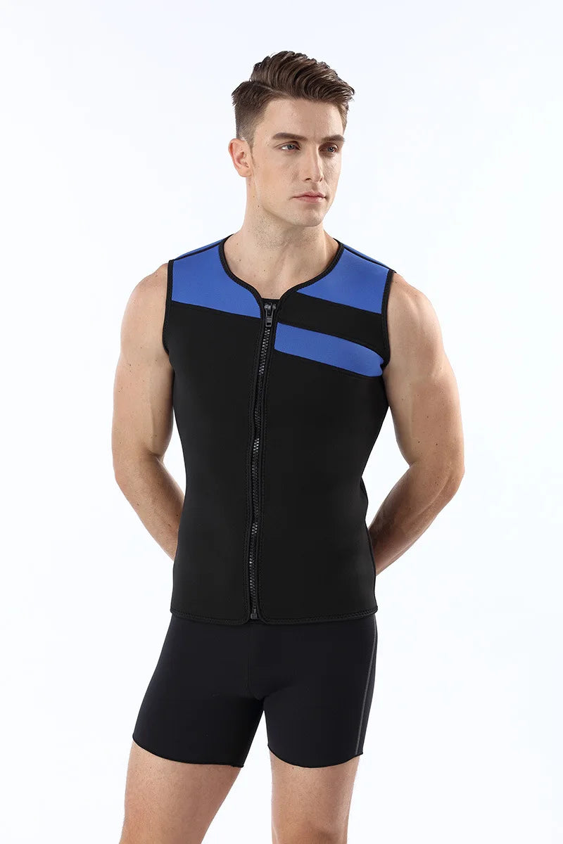 3MM Neoprene Wetsuit Vest Jacket Sleeveless Full Zipper Sunscreen Warm Wetsuits Top Mens for Cold Water Diving Surfing