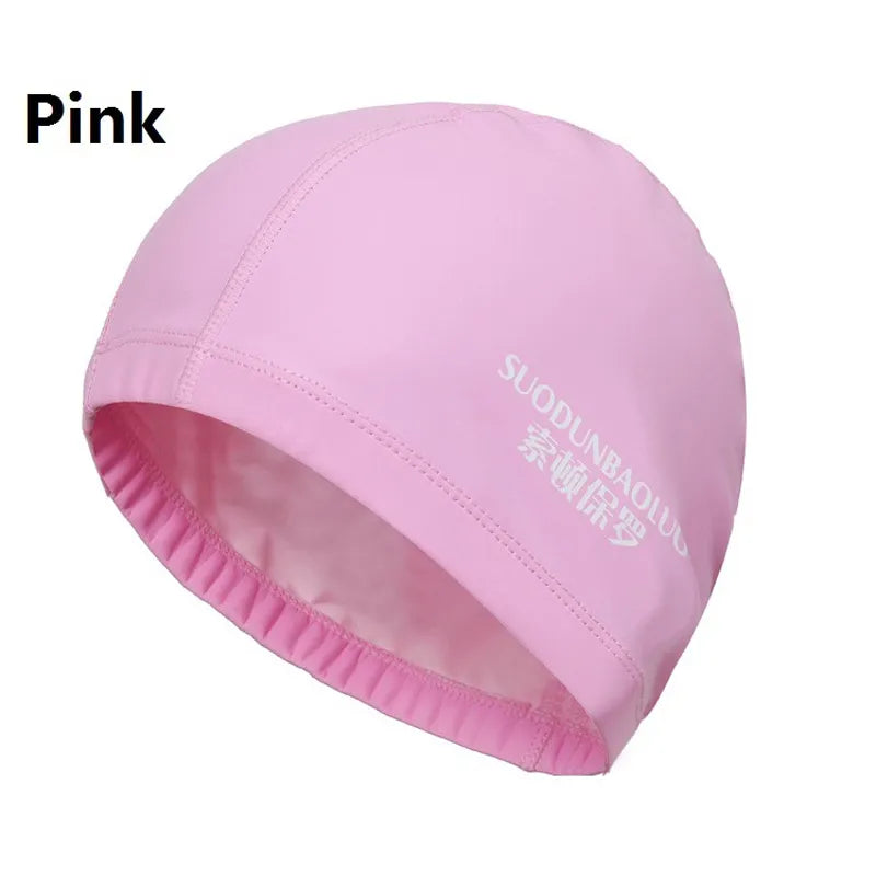 Waterproof PU Fabric Swim Cap Swimming Pool Accessories Water Sport Protect Ear Long Hair Bath Hat Plus Size for Men Women Adult