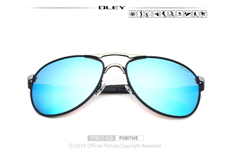 OLEY Luxury brand mens driving Sunglasses polarized women pilot Sun glasses blue coating eyewear dos homens Y7611