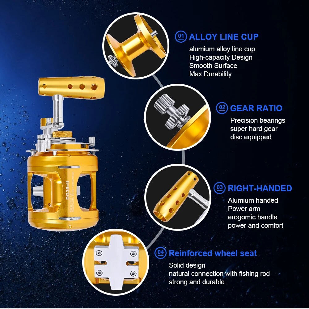 DG80 Jigging Fishing Reel Boat Two Speed Lever Drag Reels Aluminum CNC Machined 45KG Max Drag Sea Boat Trolling Reel