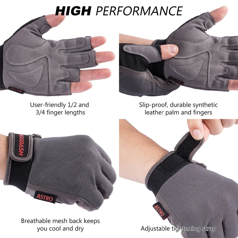 Bassdash Astro Heavy-Duty Sure Grip Fishing Gloves Men's Women's Fingerless Gloves for Game Fishing Kayaking Paddling Sailing