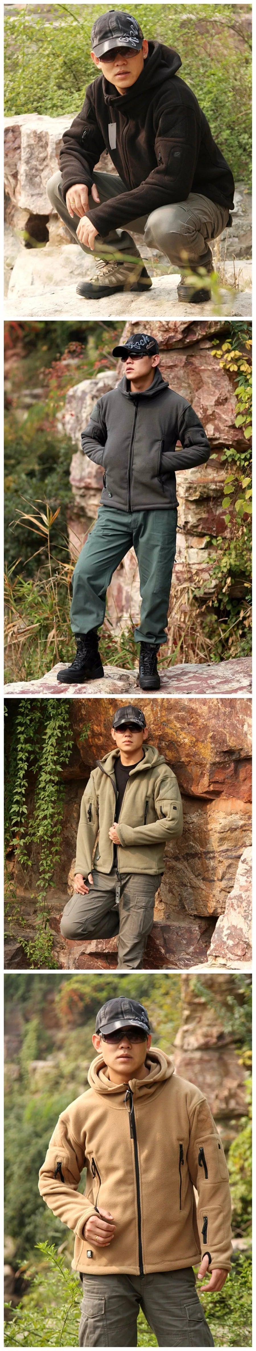 Men Winter Thermal Fleece US Military Tactical Jacket Outdoors Sports Hooded Coat Hiking Hunting Combat Camping Army Soft Shell