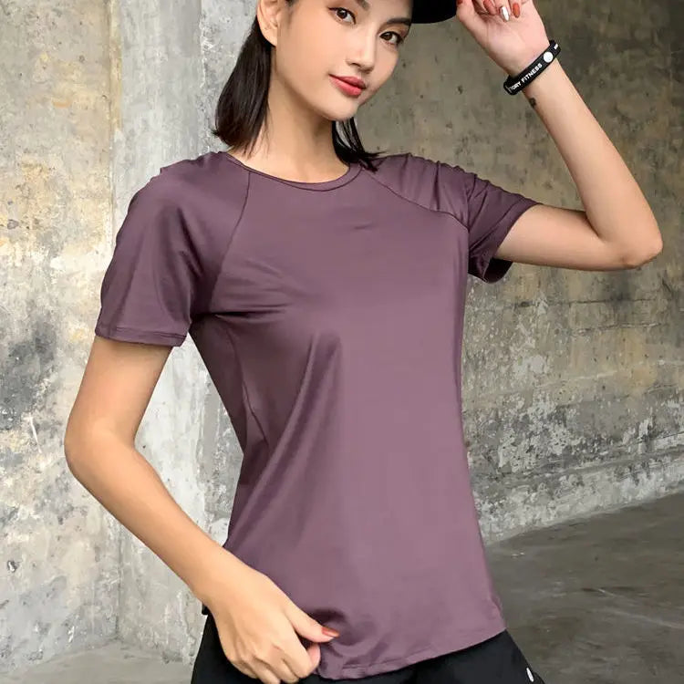 Women Sport T-shirt Quick Drying Mesh Sweat Wicking Short Sleeve Loose Slim Bodybuilding Fitness Gym Clothing
