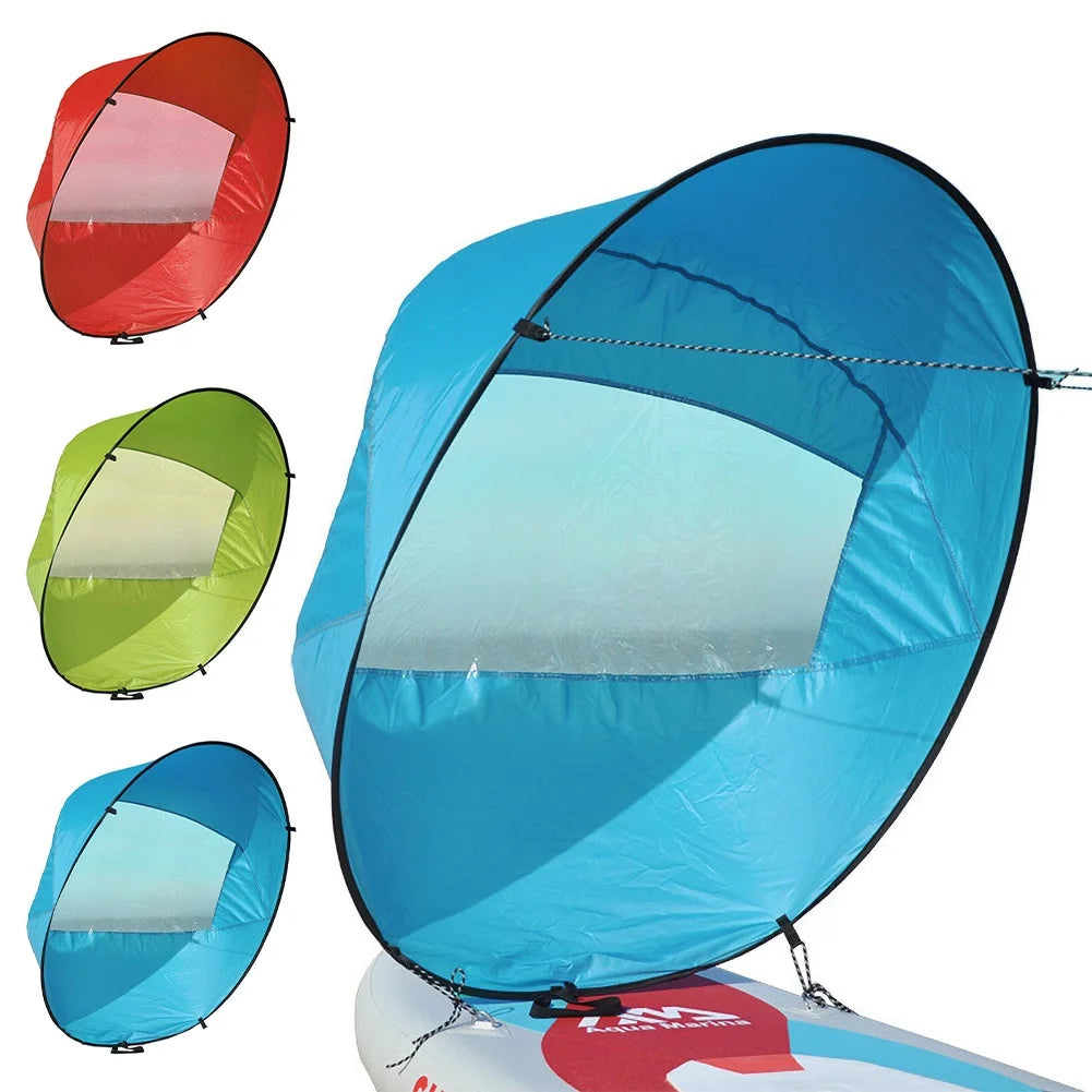 Foldable Kayak Boat Wind Paddle Sailing Kit Sail Sup Paddle Board Sailing Canoe Stroke Paddle Rowing Boat Wind Clear Window