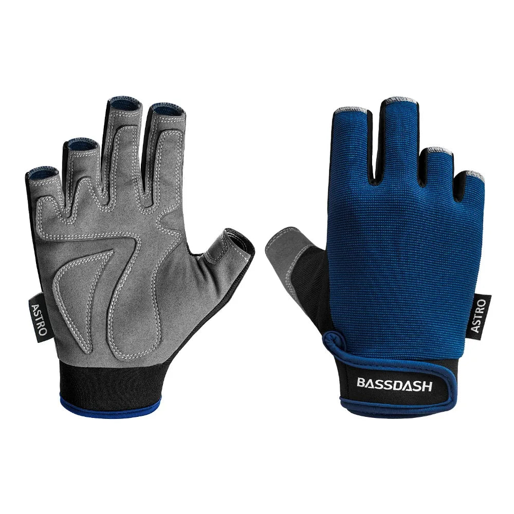 Bassdash Astro Heavy-Duty Sure Grip Fishing Gloves Men's Women's Fingerless Gloves for Game Fishing Kayaking Paddling Sailing