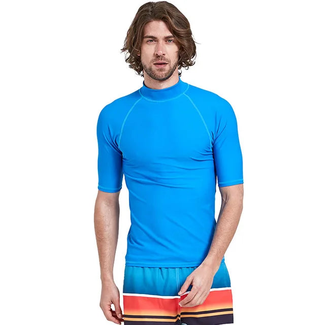 SBART-Surf Rash Guards Top for Men, Lycra Short Sleeve, UPF50 +, Quick Dry Surf-Clothes, Man Swim Kitesurf, Windsurf Dive T-Shir