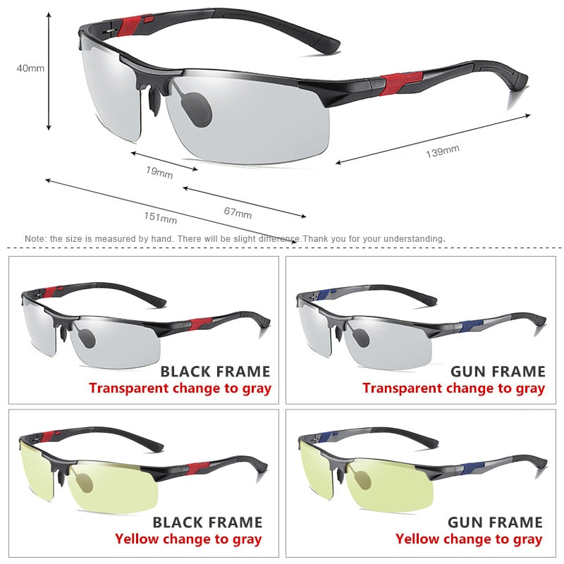 Top Aluminum Magnesium Frame Driving Photochromic Sunglasses Polarized Sun glasses Men Day Night Vision oculos de sol masculino