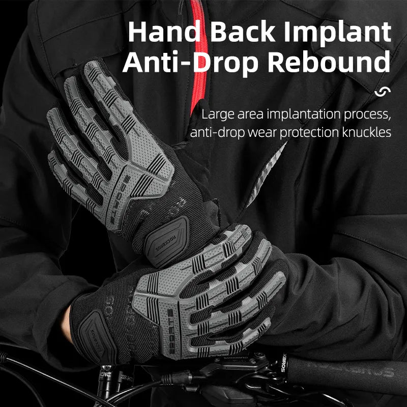 ROCKBROS Cycling Gloves Autumn Winter Windproof SBR Touch Screen Bike Gloves MTB Breathable Full Finger Shockproof Sport Gloves