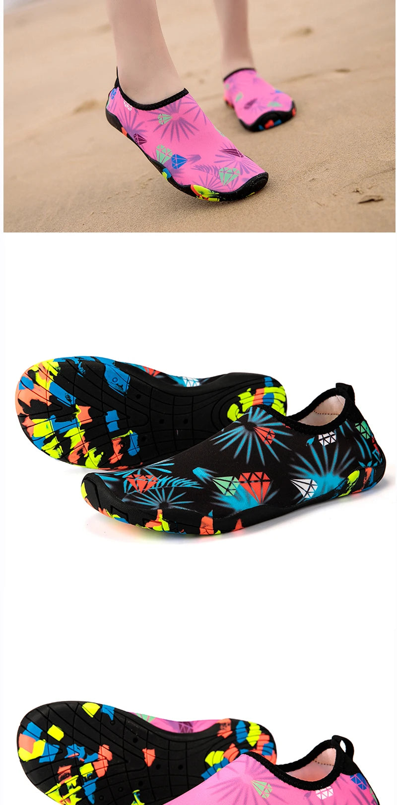 Men Women Beach Barefoot Aqua Socks Sneakers Water Shoes Gym Sports Surfing Diving Swimming Bathing Snorkeling Shoes Kids Adults