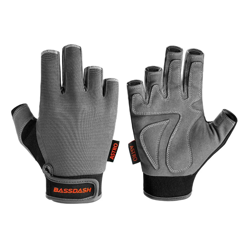 Bassdash Astro Heavy-Duty Sure Grip Fishing Gloves Men's Women's Fingerless Gloves for Game Fishing Kayaking Paddling Sailing