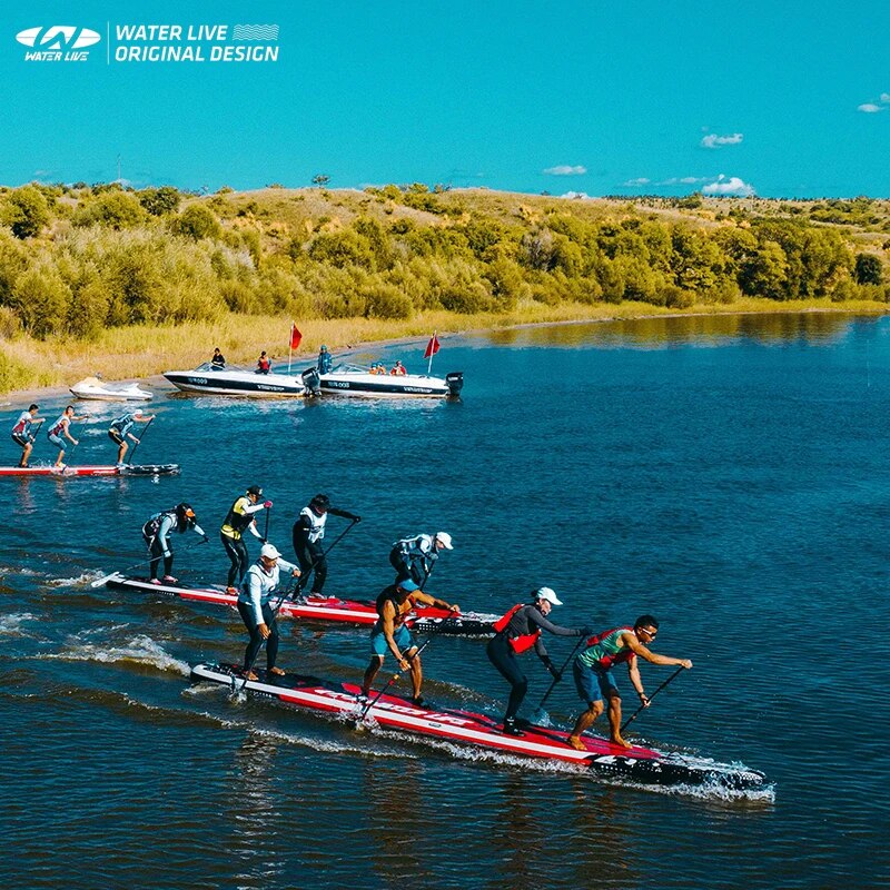 Waterlive dragon board equipe de corrida sup prancha de surf em pé estilo 4 pessoas 22 x x 34 "x 6" engrossado placa aquática inflável de 2 camadas