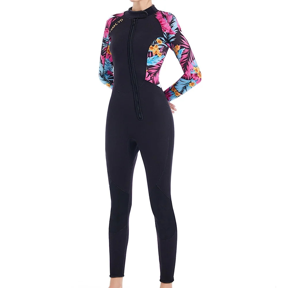 Neoprene Printing Wetsuit Swimming kitesurf 3MM Women Surf Scuba Dive Equipment Underwater Keep Warm in Winter spearfishing Suit