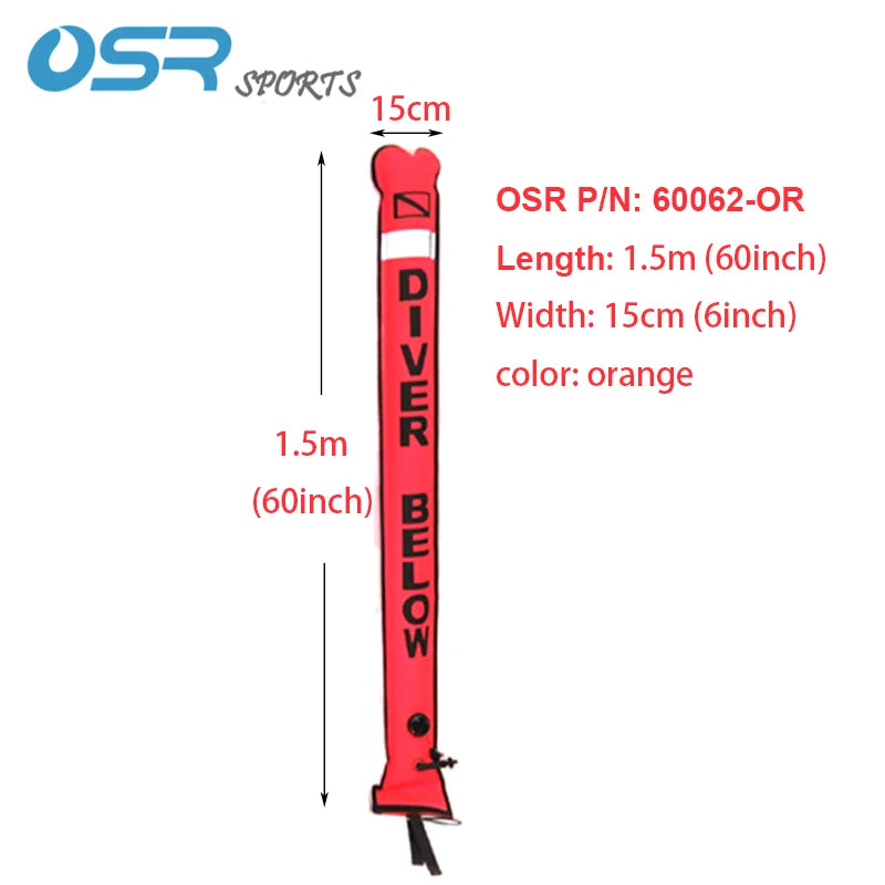 1.2M/1.5M/1.8M Scuba Diving High Quality Scuba Diving Inflatable Safety Sausage Signal Surface Buoy (SMB) Tube
